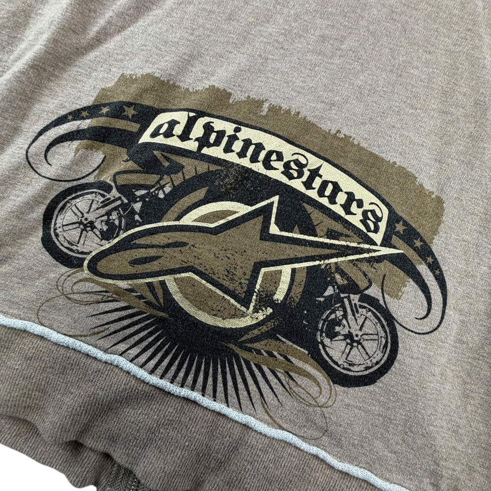 Alpinestars Full Zip Hoodie Mens Medium Brown Graphic Motorcycle Biker Logo